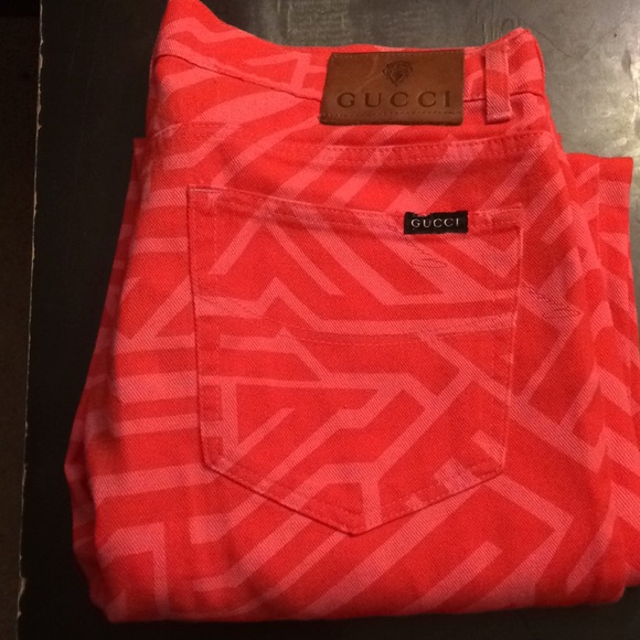 gucci printed jeans
